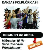 Clases de Danzas Folklóricas 2021. Días Miércoles 15 Hs. Nivel Principiante. Rivadavia 1180. Microcentro - www.cursosdefolklore.com.ar